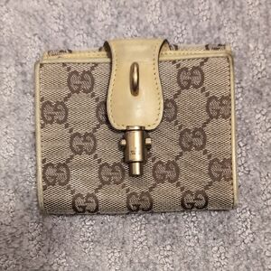 Gucci Light Mustard Yellow and Brown Monogram Wallet